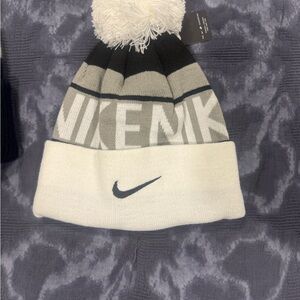 Nike Gray and White Knit Beanie